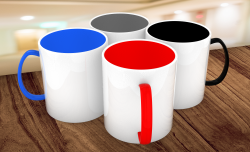 Caneca Branca com Interior e Alça Colorida - 325ml