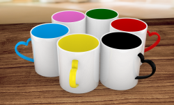Caneca Coração com Interior e Alça Colorido - 325ml