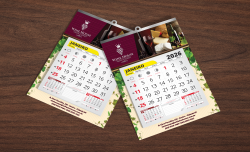 Calendário de Parede - Com Vareta Metálica e Bloco de Calendário